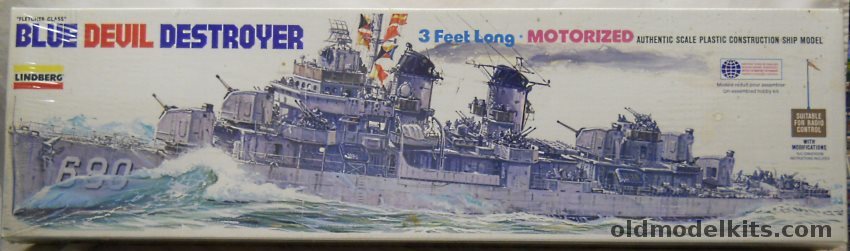 Lindberg 1/125 Blue Devil Destroyer (Fletcher) - Motorized for R/C, 815 plastic model kit